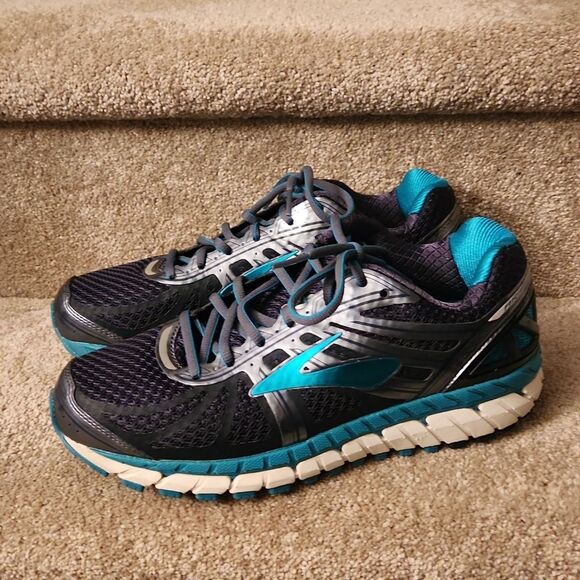 Brooks Ariel 16 Running Shoes Sneakers Gray & Turquoise Blue Women's Size 10 - Picture 2 of 11